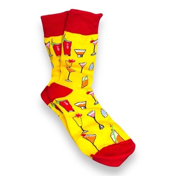 Mens Fun Colorful Socks Martini Bartender Gift Retro Vacation Rockabilly - Picture 1 of 4